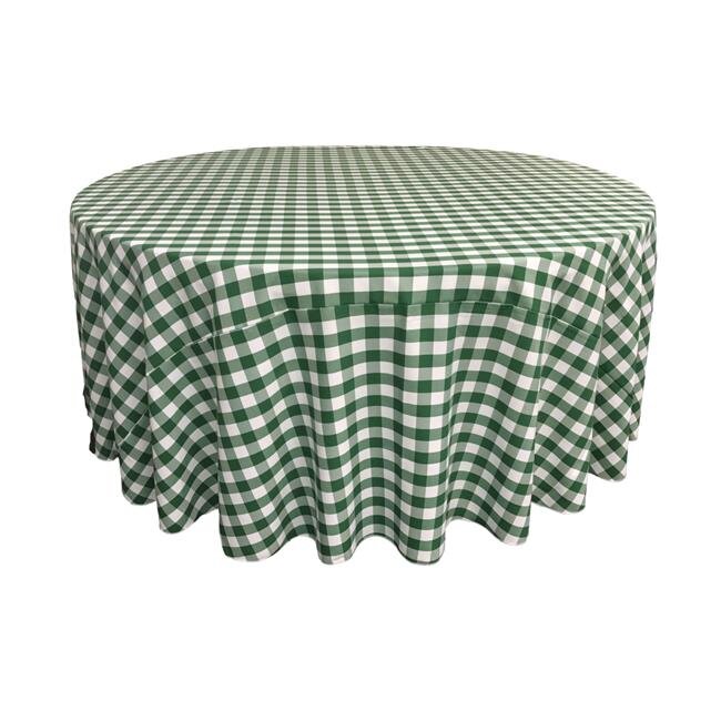 TCcheck120R-HunterGreenK20 Polyester Gingham Checkered Tablecloth, White & Hunter Green - 120 in. Round